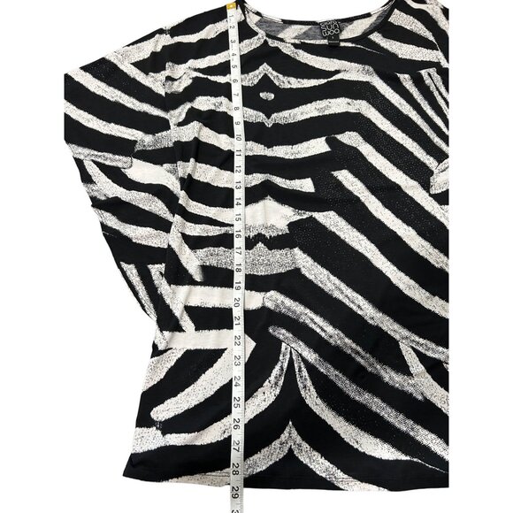 Zebra Print Clara Sun Woo Women's Size L Top Tunic Flutter Sleeve - Picture 6 of 7